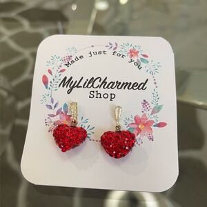 Valentines Day Womens bling Red Heart Earrings NEW